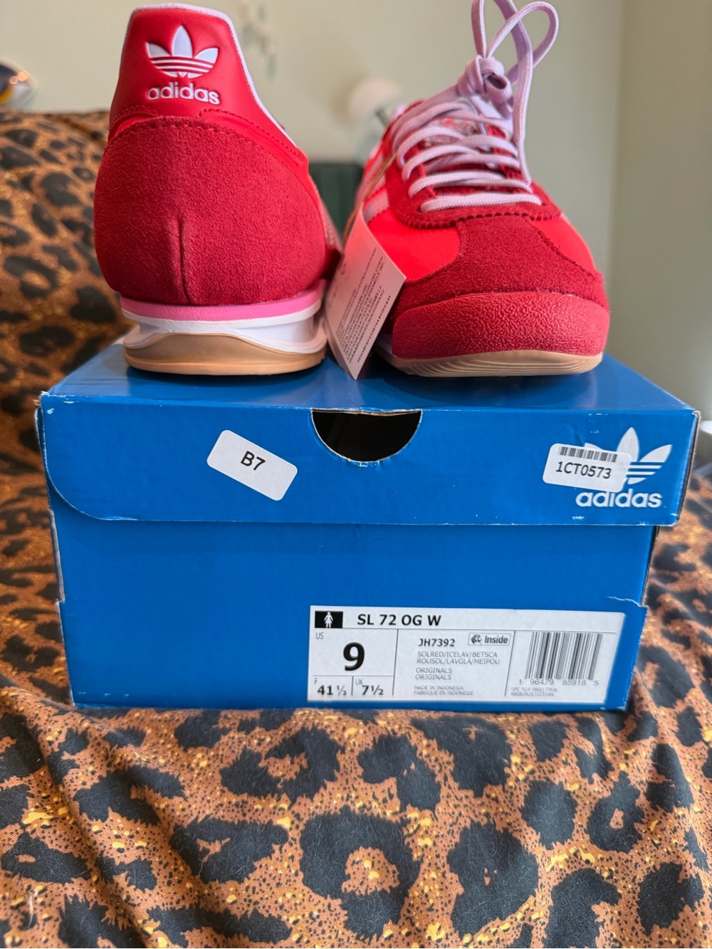 adidas Red Sneakers with Pink Laces - Picture 2 of 4